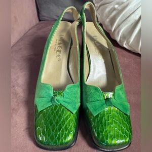 Green Suede/leather Slingback Heels made in Spain